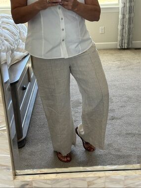 NWT Dreamers Linen Neutral Wide-Leg Pants